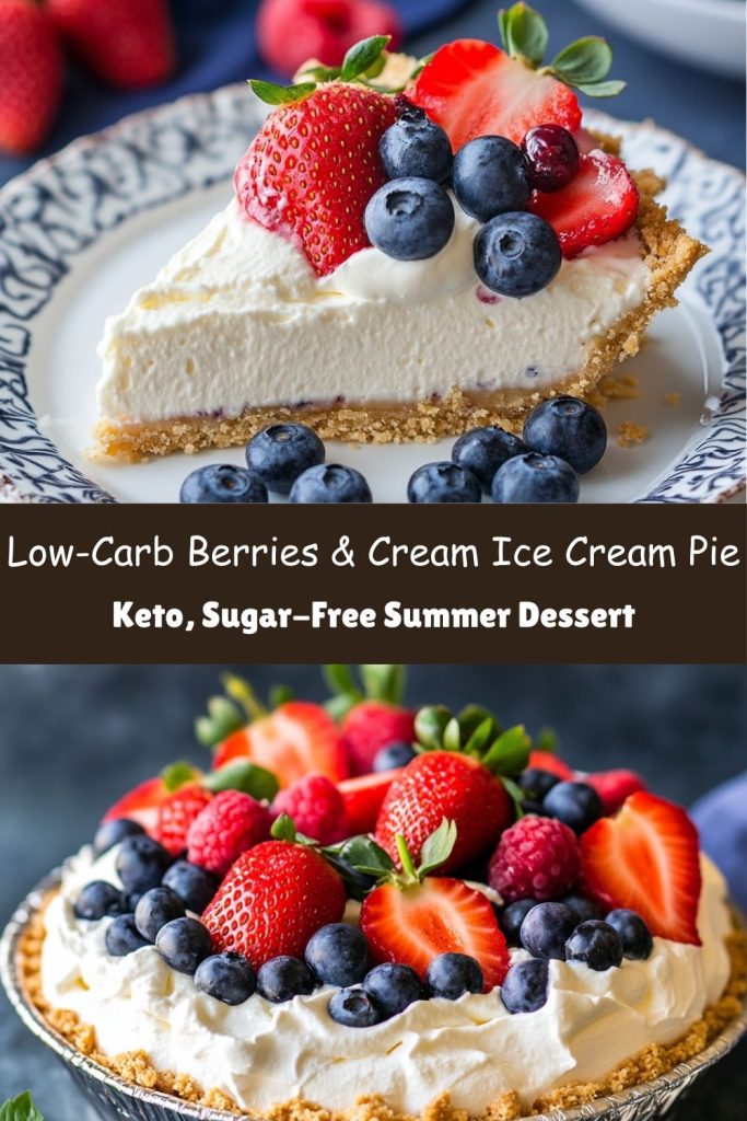 Low-Carb Berries & Cream Ice Cream Pie