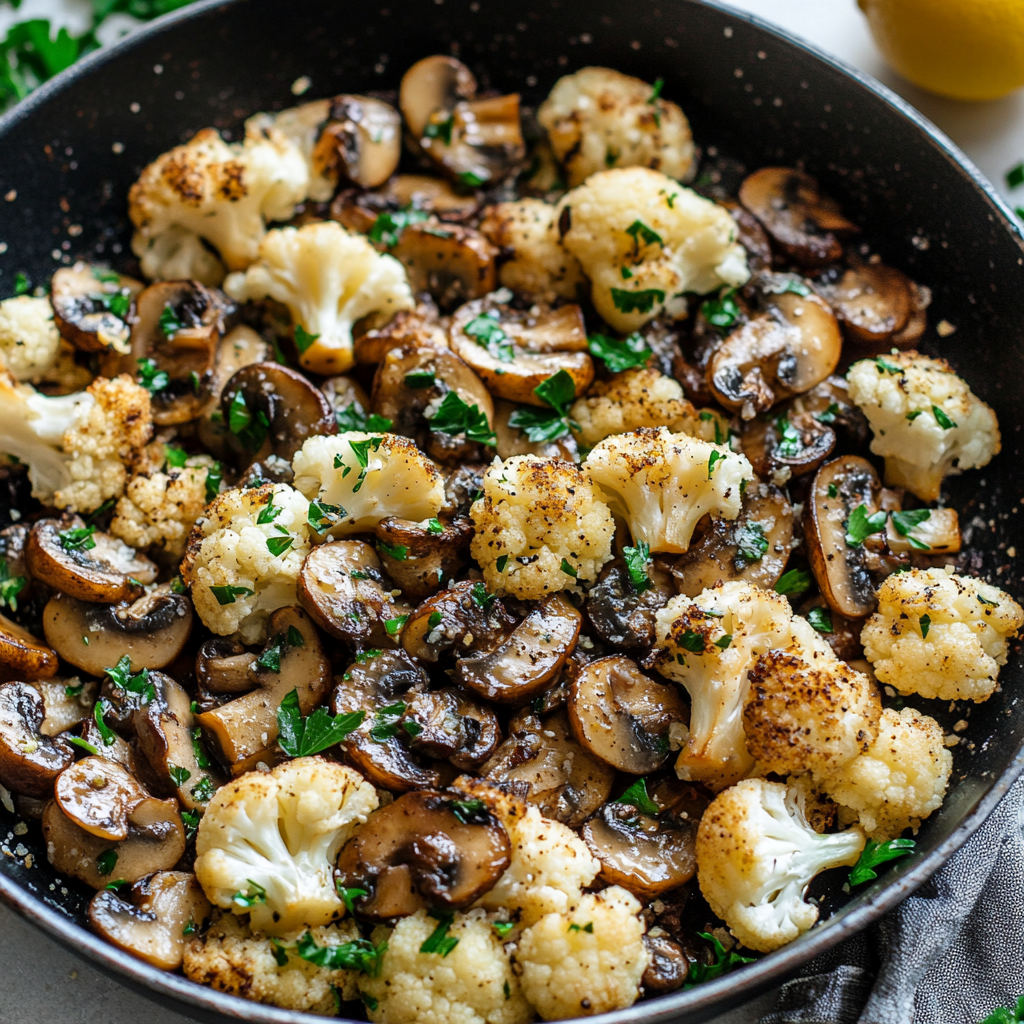Garlic Cauliflower Mushroom Skillet