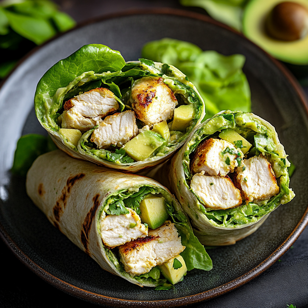 Avocado Chicken Caesar Salad Wraps