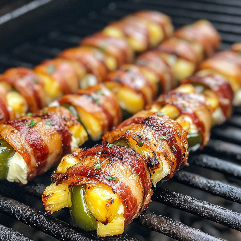 Bacon-Wrapped Grilled Pineapple Jalapeño Poppers