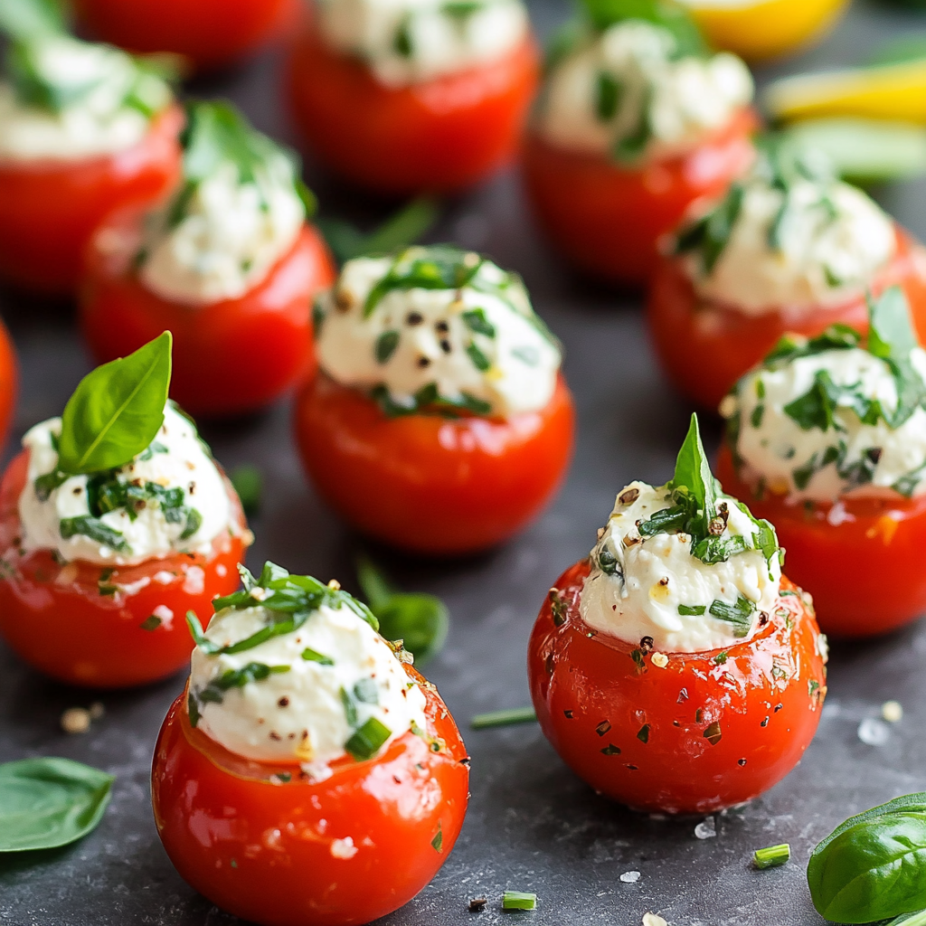 Stuffed Cherry Tomatoes with Herbed Cream Cheese