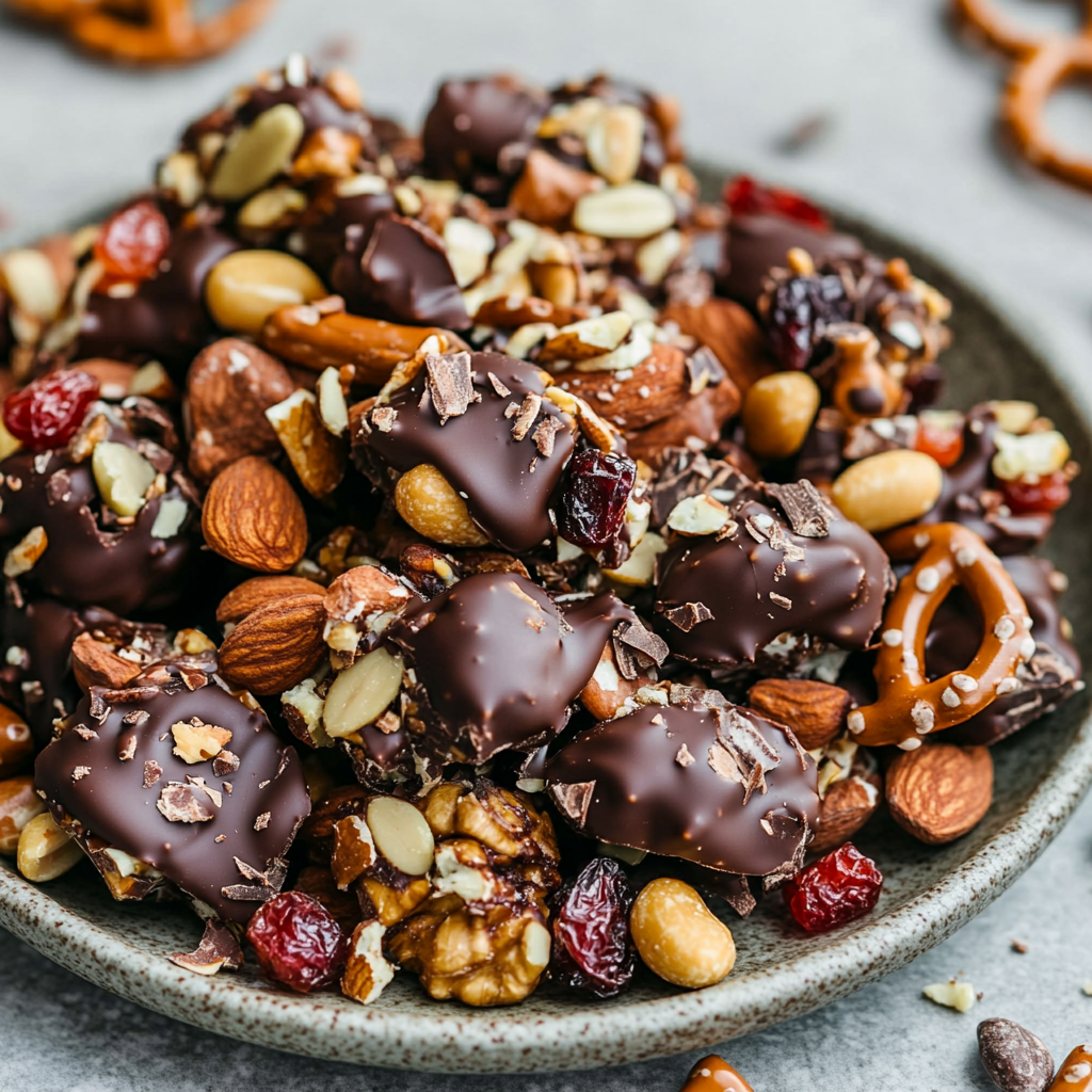 Chocolate Dipped Trail Mix Clusters