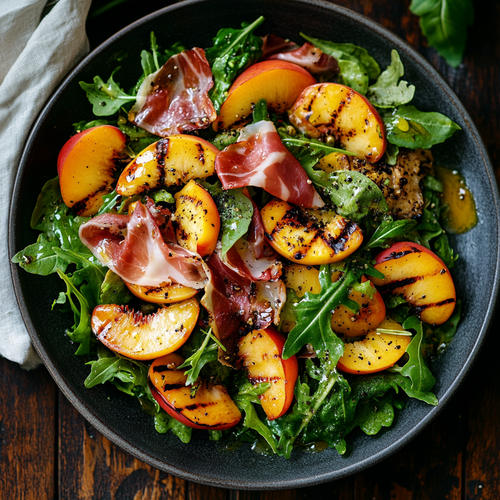 Grilled Peach & Prosciutto Salad