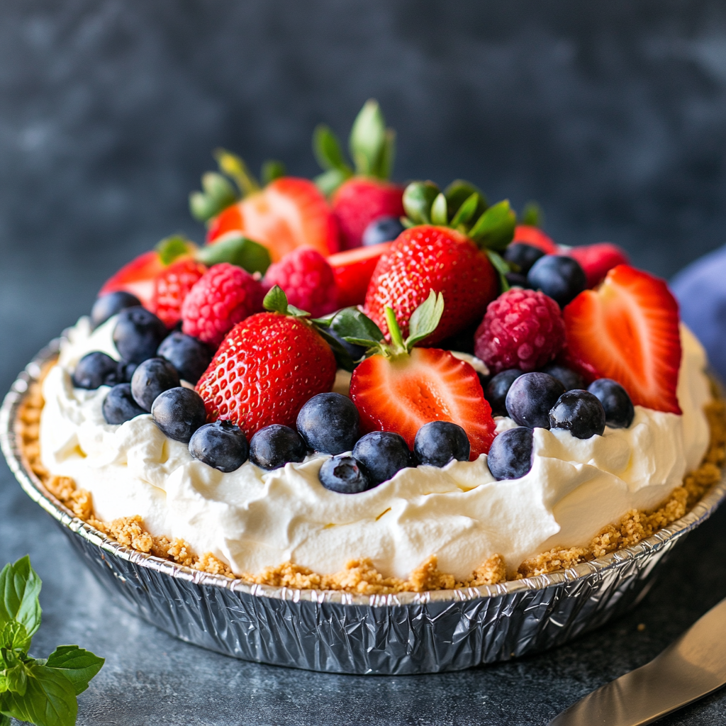 Low-Carb Berries & Cream Ice Cream Pie