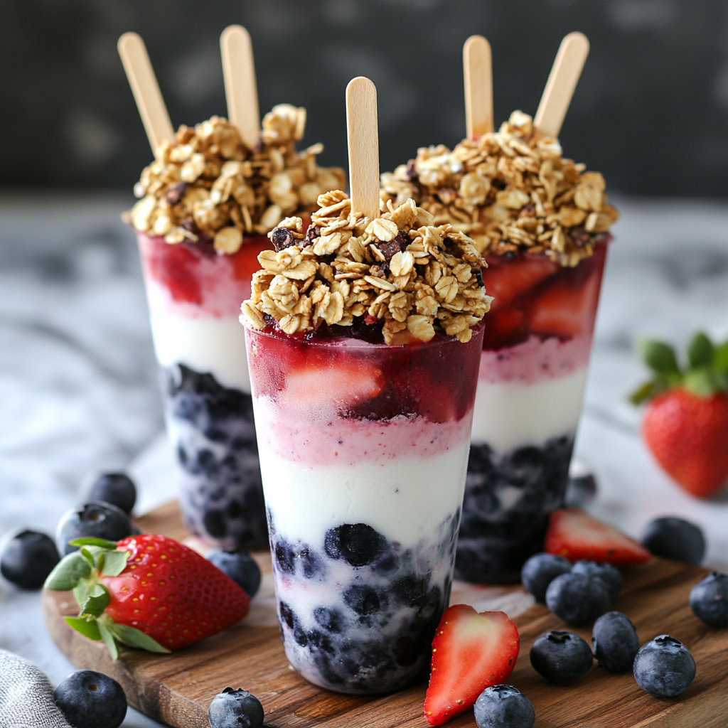 Patriotic Frozen Yogurt Pops