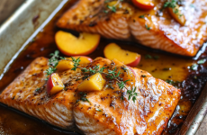 Bourbon Peach Roasted Salmon