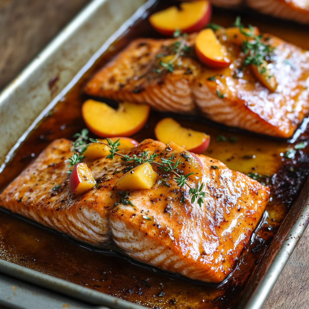 Bourbon Peach Roasted Salmon