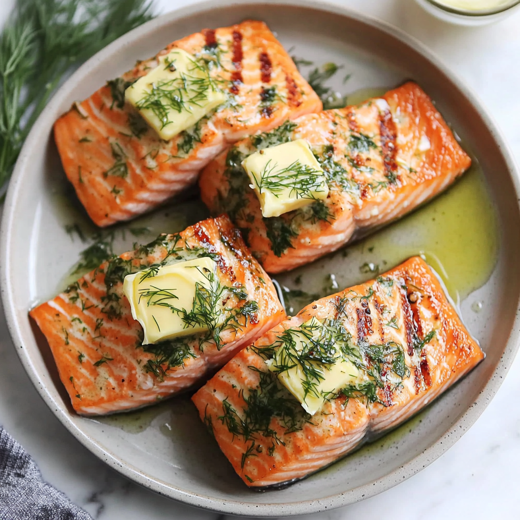 Grilled Salmon with Dill Butter