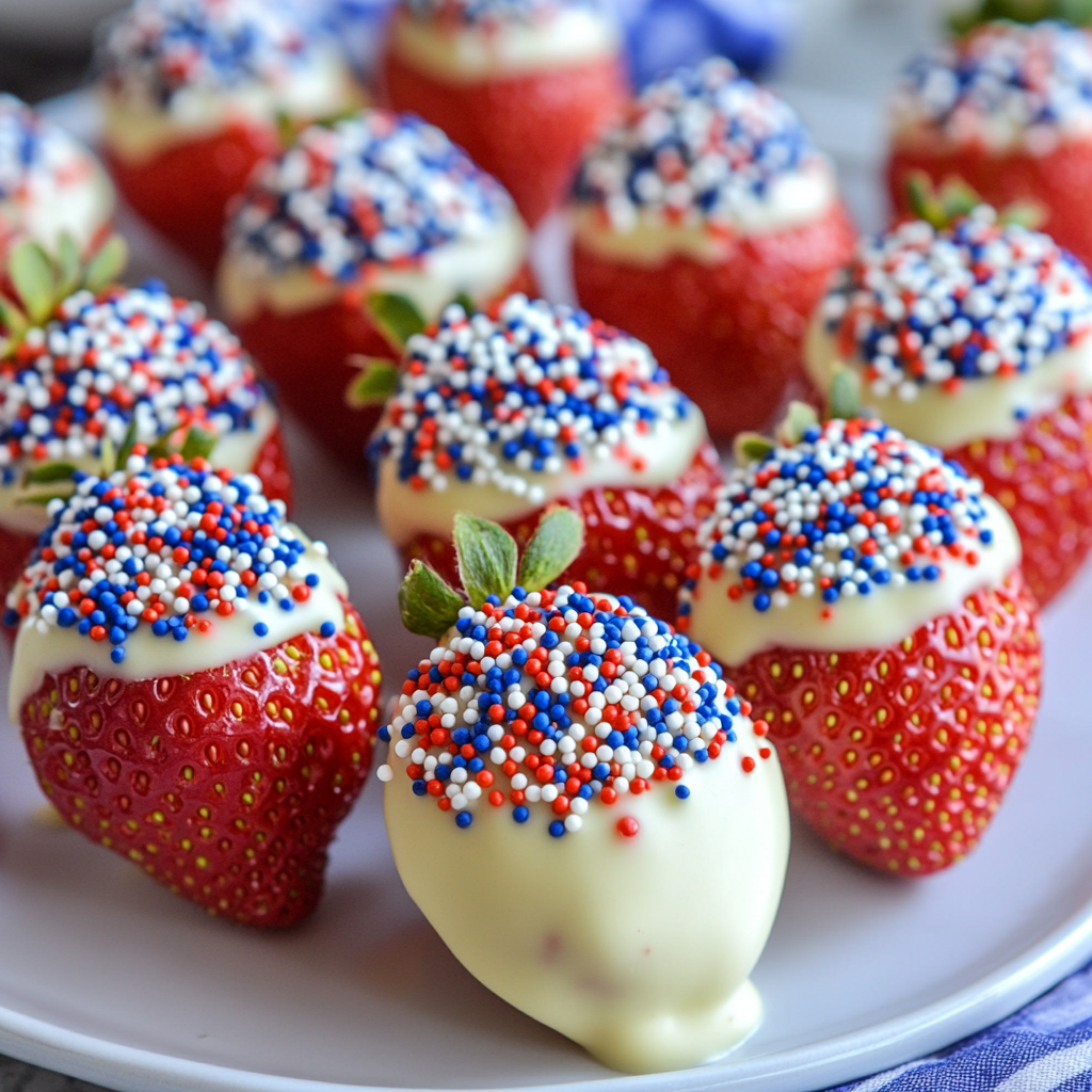 Patriotic White Chocolate Strawberries
