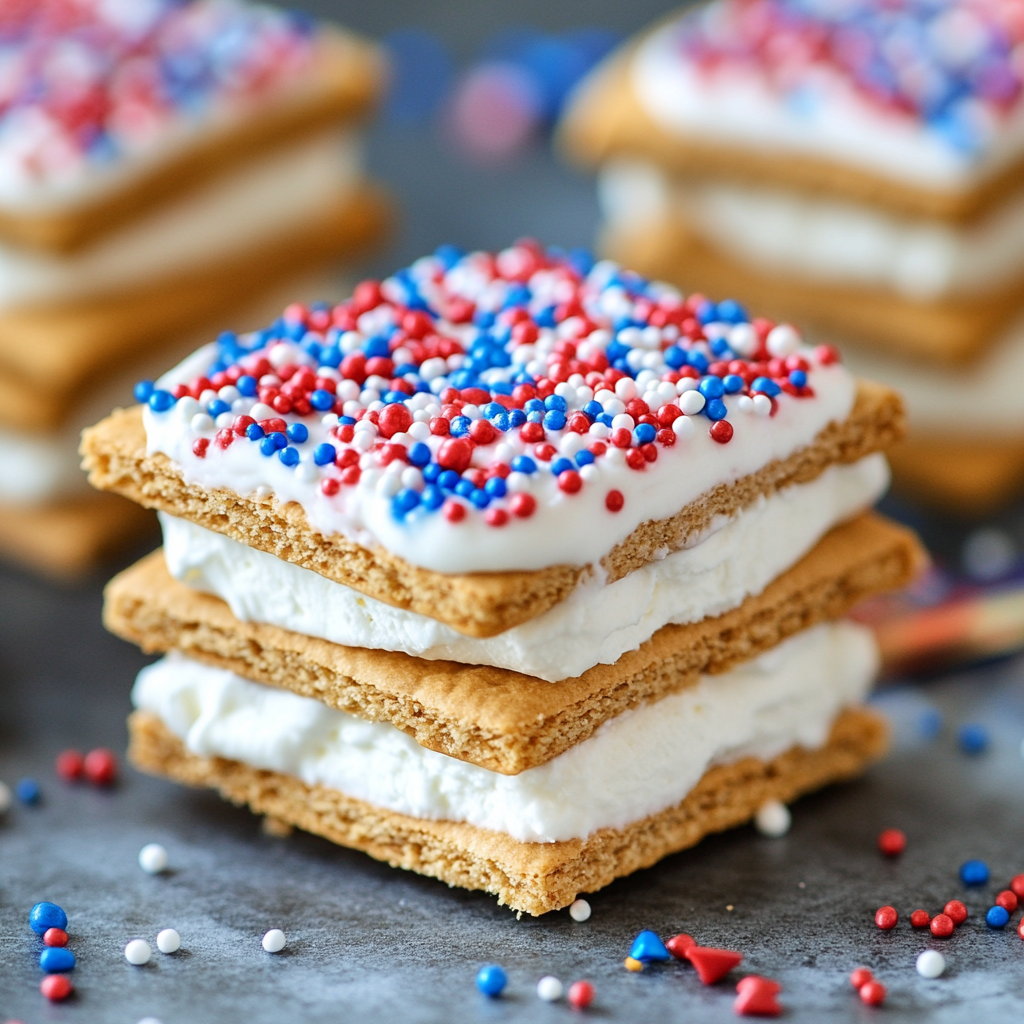 Patriotic Graham Cracker Frozen Treat