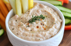 Roasted Garlic White Bean Dip with Veggie Sticks