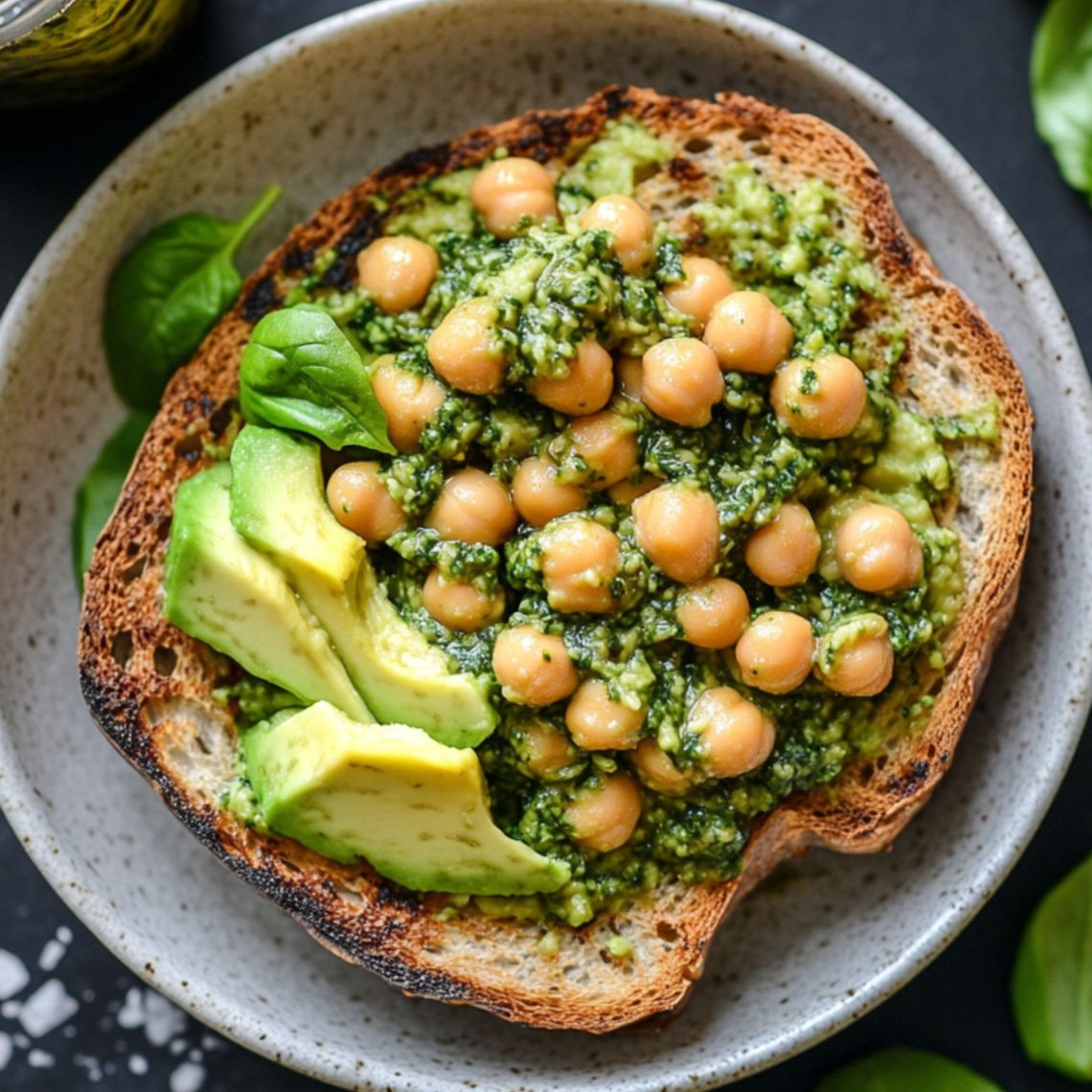 Smashed Chickpea, Avocado & Pesto Salad